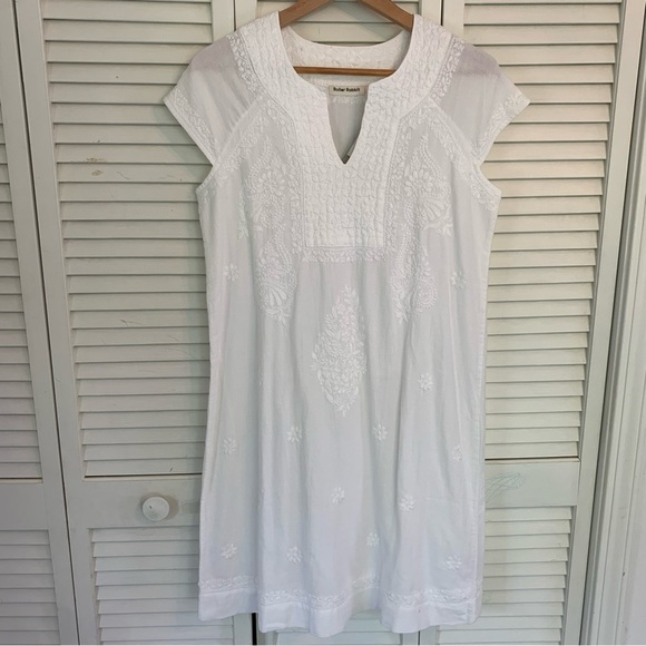 NWT Roller Rabbit White Embroidered Cotton Dress Small Boho Lined $138 Retail - Picture 3 of 16
